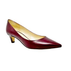 Kate Spade 1.75" Kitten Heel Point Toe Leather Pumps Merlot size 7.5 B